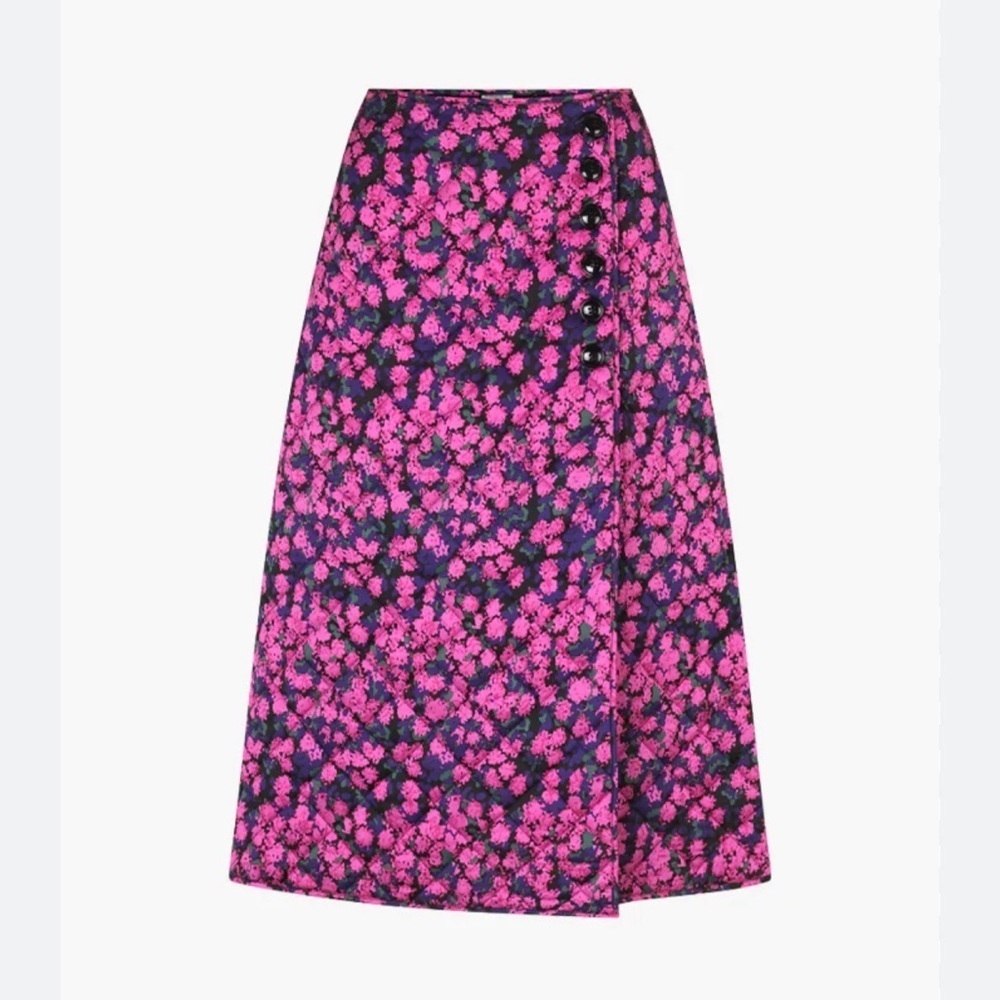 Baum und pferdgarten Vibrant Pink Floral A-Line maxi skirt NWT